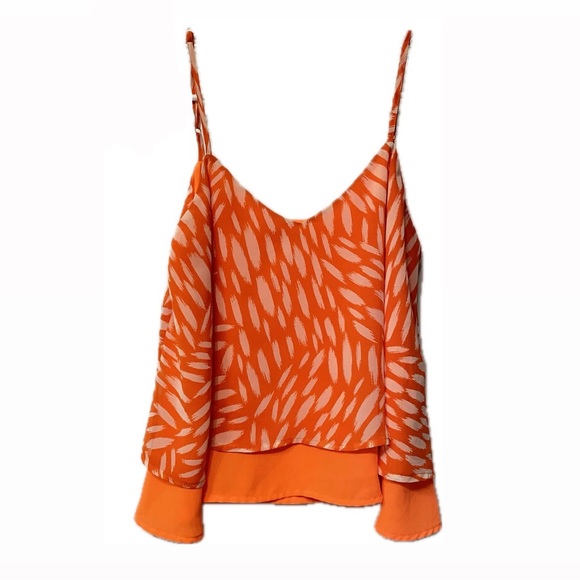 Collective Concepts Tops - Collective Concepts. Orange Flowy Crop Top. Adjustable Straps. Size Small 🧡🤍